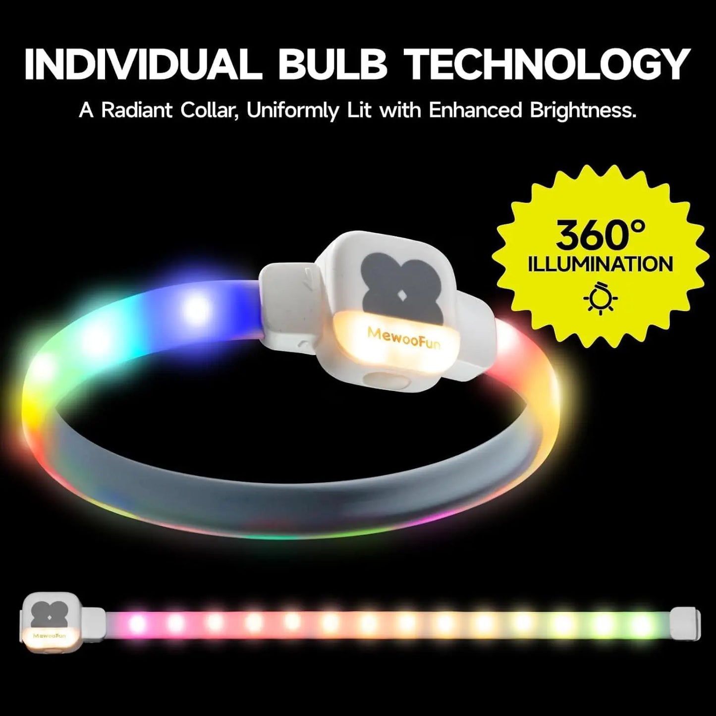 Collar LED GlowGuard: collar luminoso recargable por USB para perros